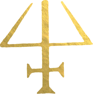 The alchemical symbol for "essence" or the spirit of a subject.